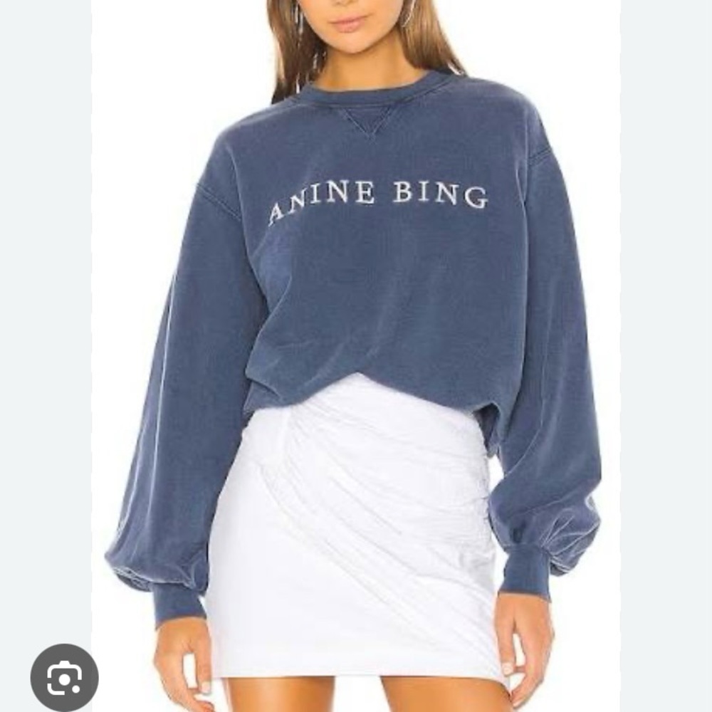 Anine Bing Esme Embroidered-logo Sweatshirt in blue